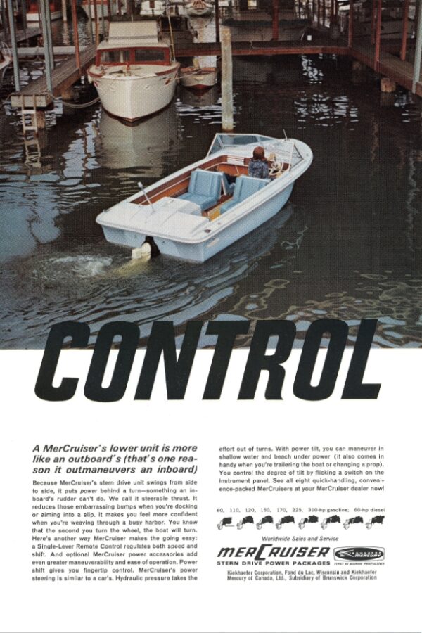 1966 Vintage MerCruiser Stern Drive Power Advertisement – Superior Boat Control