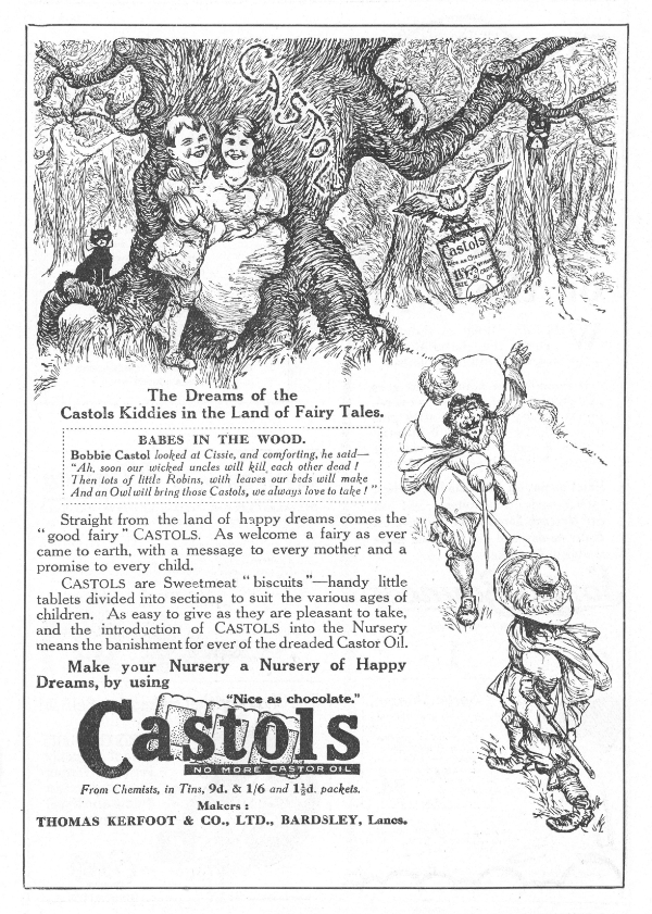 Vintage 1925 Castols Fairy Tale Print – Babes in the Wood Nursery Advertisement