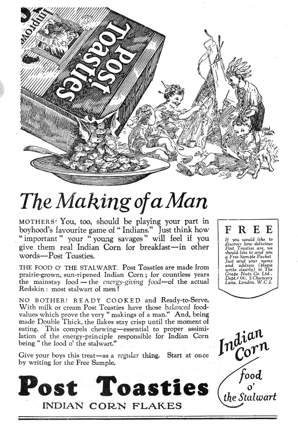 The Making of a Man – Post Toasties Indian Corn Flakes Vintage Advertisement (1925)