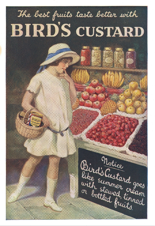 The Best Fruits Taste Better with Bird's Custard Vintage Fruit Market Advertisement (1925)