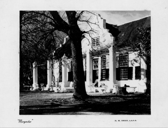 Vintage Black & White Architectural Print – “Morgenster” Cape Dutch House by H.M. Swan A.A.R.I.B.A – Mounted Photograph c.1940s